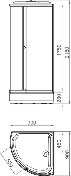 Душевая кабина Domani-Spa Simple 99 Mid 90x90 / DS01Sm99MGrCl00.Gt-V1.2-Black