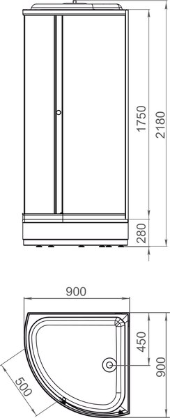Душевая кабина Domani-Spa Simple 99 Mid 90x90 / DS01Sm99MBT00-V1.2