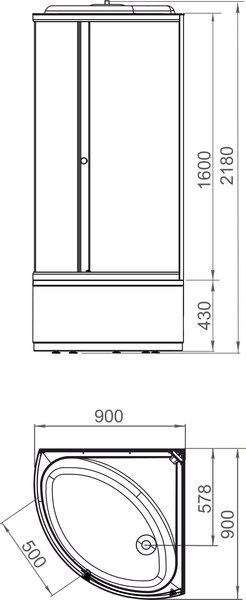 Душевая кабина Domani-Spa Simple 99 High 90x90 / DS01Sm99HWM00.Gt-V1.2-Black