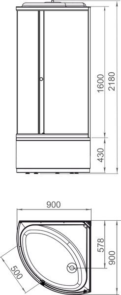 Душевая кабина Domani-Spa Simple 99 High 90x90 / DS01Sm99HBM00-V1.2 