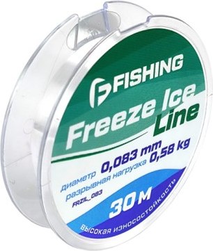 Леска монофильная F-Fishing Freeze Ice Line 30м 0.083мм 0.58кг / FFRZIL_083