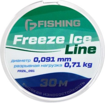 Леска монофильная F-Fishing Freeze Ice Line 30м 0.091мм 0.71кг / FFRZIL_091