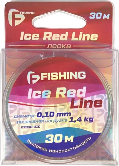 Леска монофильная F-Fishing Ice Red Line 30м 0.10мм / F27030-010