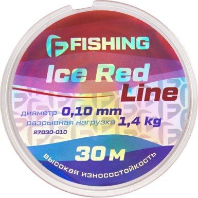 Леска монофильная F-Fishing Ice Red Line 30м 0.10мм / F27030-010