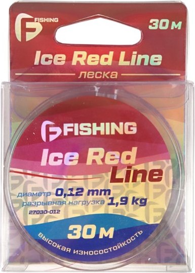 Леска монофильная F-Fishing Ice Red Line 30м 0.12мм / F27030-012