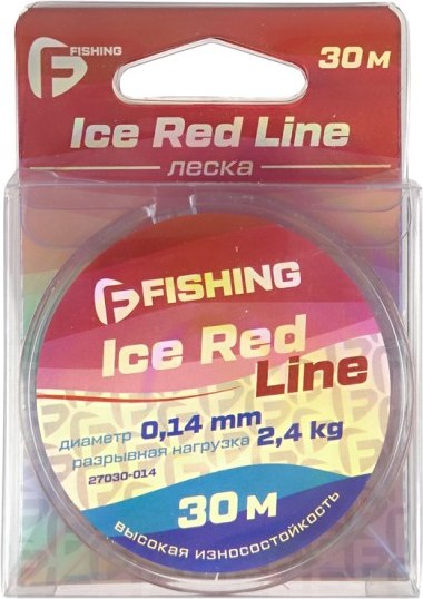 Леска монофильная F-Fishing Ice Red Line 30м 0.14мм / F27030-014