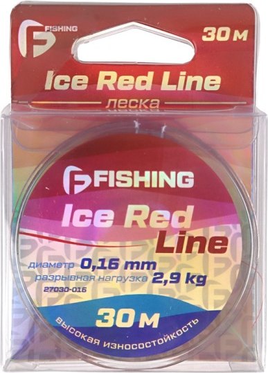 Леска монофильная F-Fishing Ice Red Line 30м 0.16мм / F27030-016