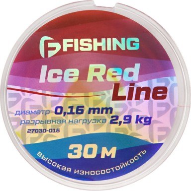 Леска монофильная F-Fishing Ice Red Line 30м 0.16мм / F27030-016
