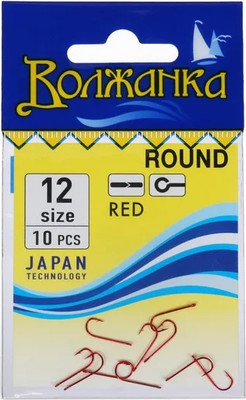 Набор крючков рыболовных Волжанка Round / SWR-100-12 (красный) -