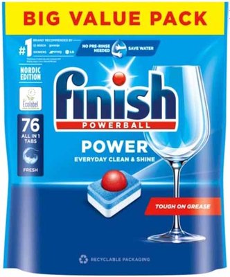 Таблетки для посудомоечных машин Finish Powerball Power AIO (76шт) - 