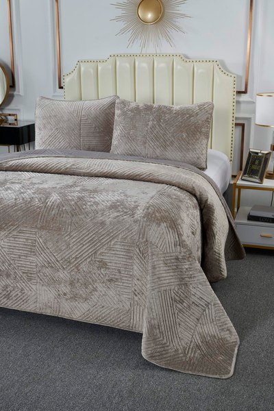 Набор текстиля для спальни Sofi de Marko Патрисия 160x220 / Пок-П-160x220б1 (бежевый 1)