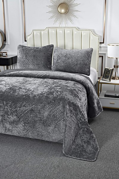 Набор текстиля для спальни Sofi de Marko Патрисия 160x220 / Пок-П-160x220с1 (серый 1)