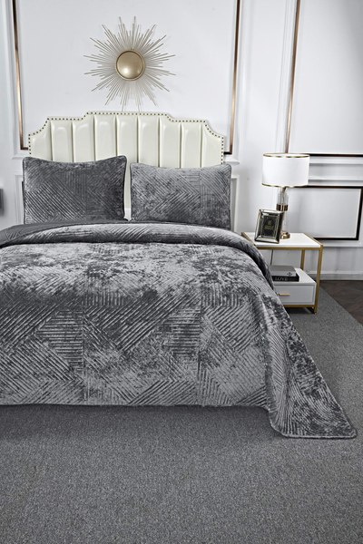 Набор текстиля для спальни Sofi de Marko Патрисия 160x220 / Пок-П-160x220с1 (серый 1)