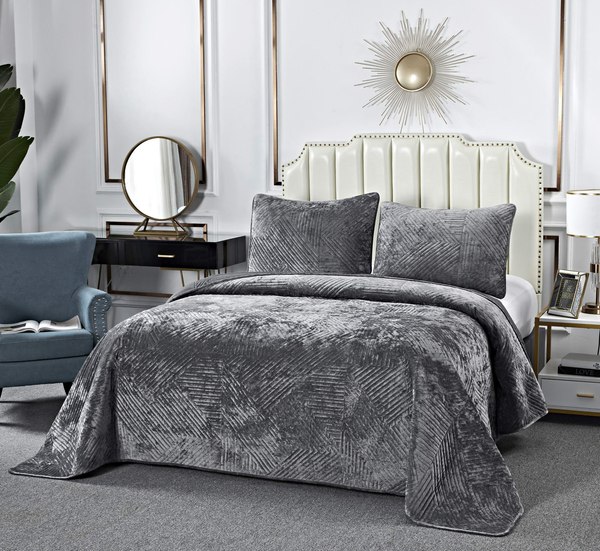Набор текстиля для спальни Sofi de Marko Патрисия 160x220 / Пок-П-160x220с1 (серый 1)