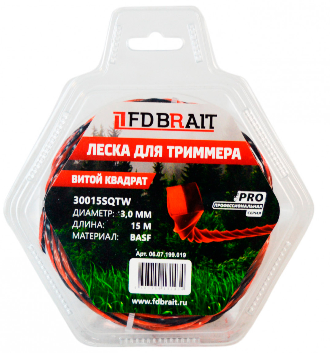 Леска для триммера Brait BR 3.0x15 / 30015SQTW PRO