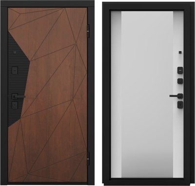 Входная дверь Guard Combi Mirror шпон корица/шагрень белая (96x205, правая) - 