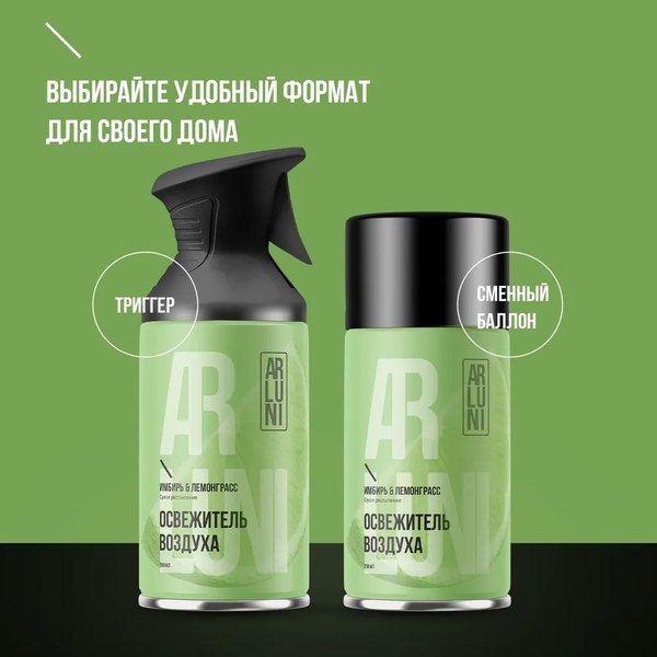 Сменный блок для освежителя воздуха Arluni Имбирь Лемонграсс (250мл)