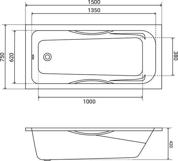 Ванна чугунная Lauter Regina 150x75 / 2101415