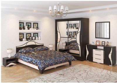 Двуспальная кровать SV-мебель Спальня Лагуна 5 160x200 (дуб венге/дуб млечный)