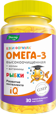 Жирные кислоты Эвалар Бэби Формула Рыбки Омега-3 (30таблеток) - 