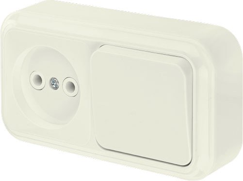 Блок выключатель+розетка Bylectrica В-РЦ-521 (бежевый)
