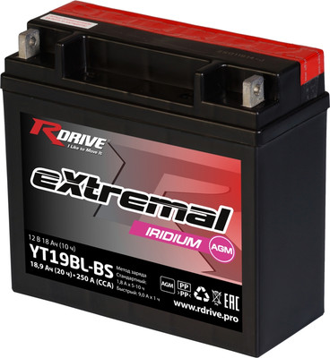 

Мотоаккумулятор, eXtremal Iridium YT19BL-BS