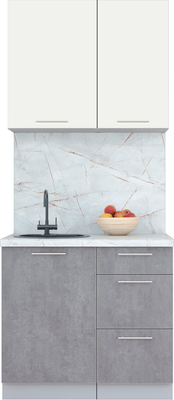 Кухонный гарнитур Интерлиния Мила Пластик 0.9 А (зефирный/оксид темный/серый каспий) -