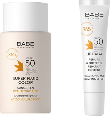 Набор декоративной косметики Laboratorios Babe Флюид с тонирующим эффектом SPF50+Бальзам д/губ SPF50 (50мл+15мл) - 