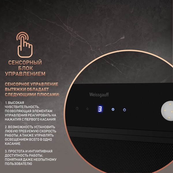 Купить Вытяжка скрытая Weissgauff Dubhe 600 Black Touch в Жодино
