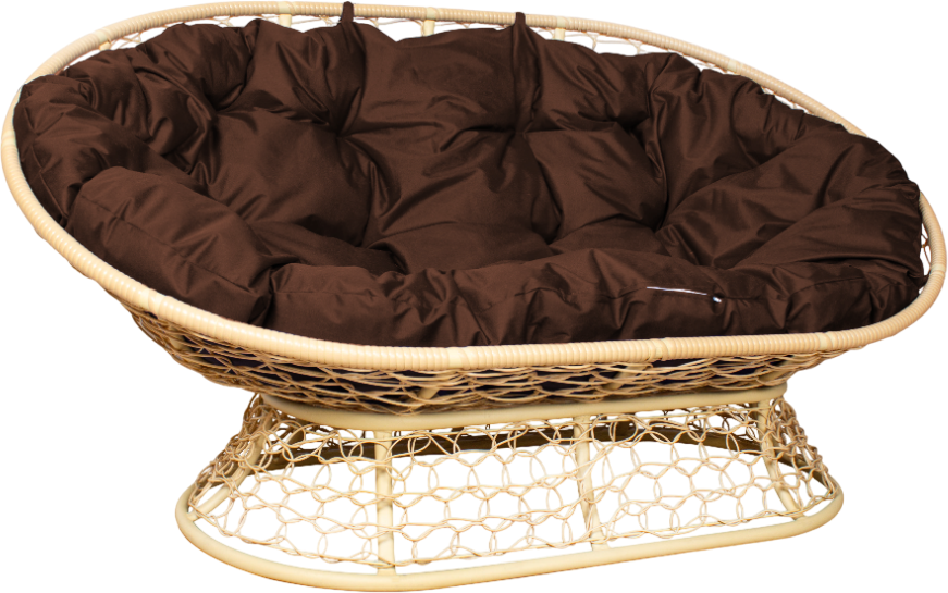 Диван садовый M-Group Мамасан / 12850505 (бежевый ротанг/коричневая подушка)