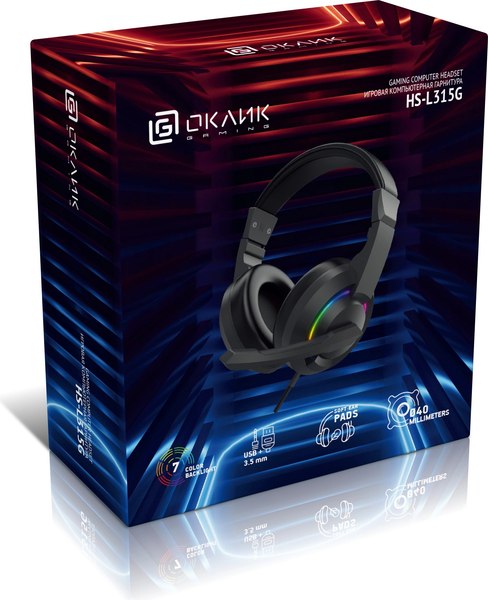 Наушники-гарнитура Оклик HS-L315G (черный)