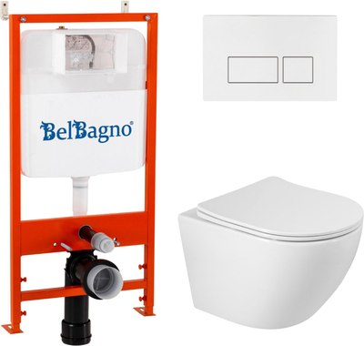 Унитаз подвесной с инсталляцией BelBagno Sfera-R BB046CHR/SC/BB026/BB042BL - 