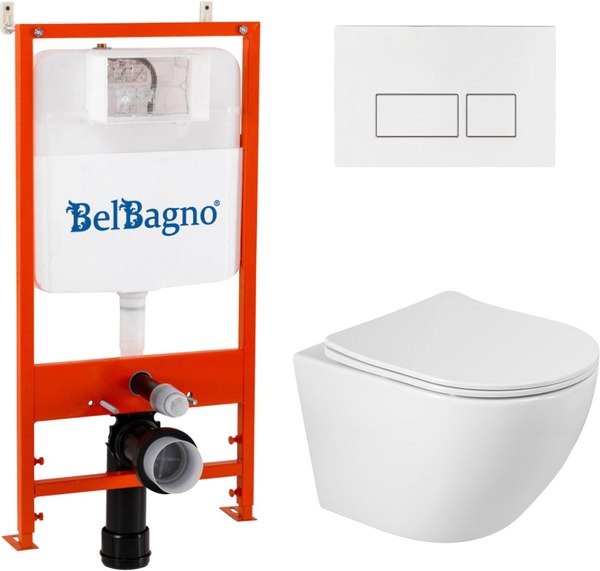 Унитаз подвесной с инсталляцией BelBagno Sfera-R BB046CHR/SC/BB026/BB042BL