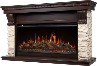 Портал для камина Firelight Michigan 42/40/36 (камень молочный/шпон темный дуб) - 