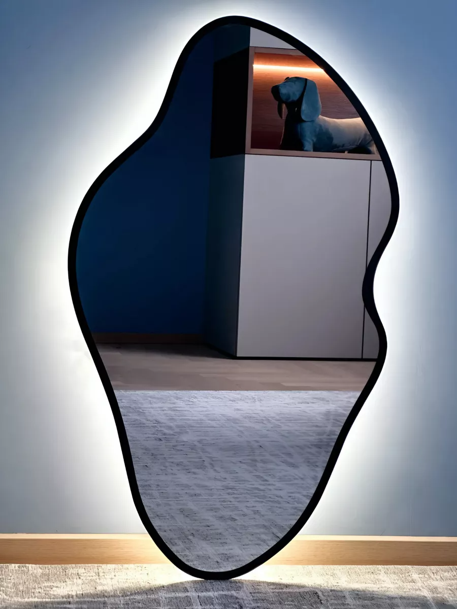 Зеркало Emze 45x77 / LED.UV.NF.45.77.CHE.SW.4K (черный с УФ-окантовкой и подсветкой) — фото 1