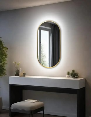Зеркало Emze 45x77 / LED.UV.45.77.AUR (золото с УФ-окантовкой и подсветкой) - 