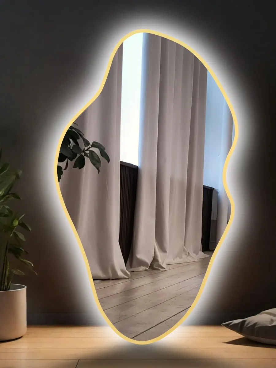 Зеркало Emze 45x77 / LED.UV.NF.45.77.AUR.4K (золото с УФ-окантовкой и подсветкой) — фото 1