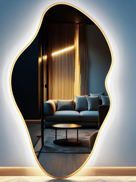 Зеркало Emze 45x77 / LED.UV.NF.45.77.AUR.4K (золото с УФ-окантовкой и подсветкой)