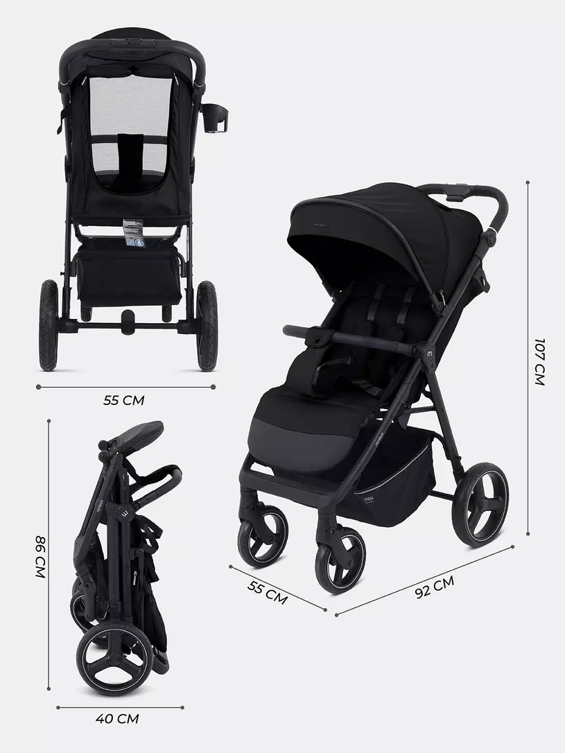 Детская прогулочная коляска MOWbaby Nimbus / MB103 (черный) — фото 3