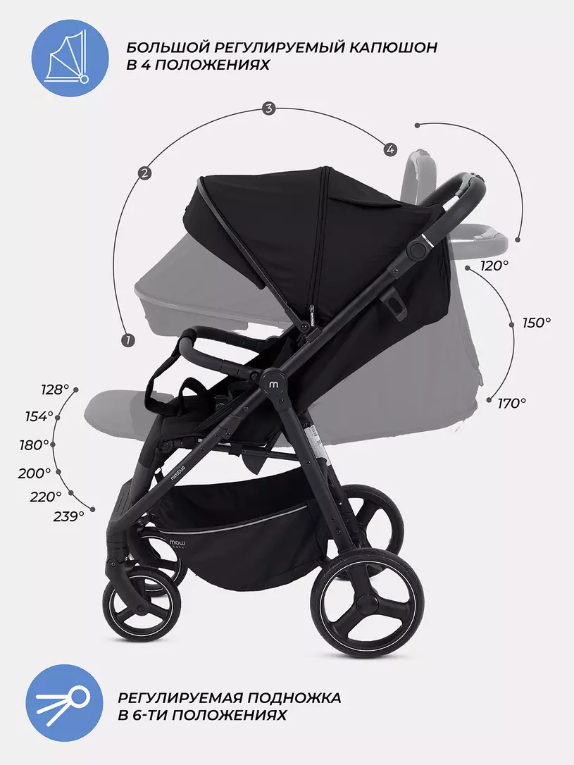 Детская прогулочная коляска MOWbaby Nimbus / MB103 (черный) — фото 5