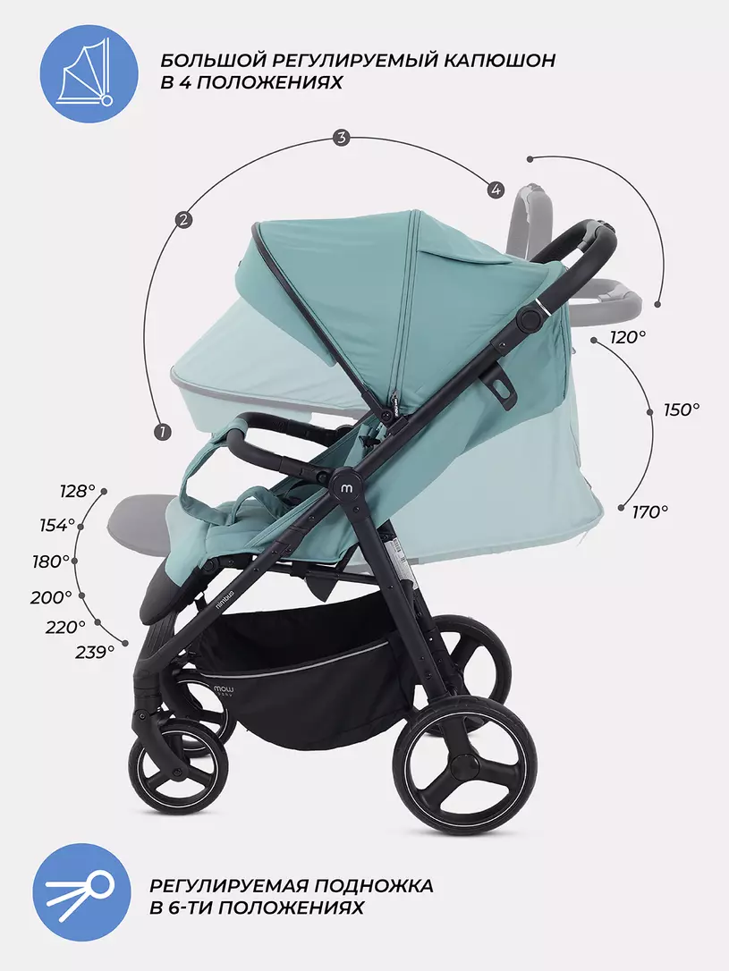 Детская прогулочная коляска MOWbaby Nimbus / MB103 (мятный) — фото 5