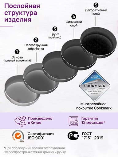 Сковорода Elan Gallery Fierra / 130044 (28см, черный мрамор)