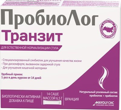 Пищевая добавка ПробиоЛог Транзит по 6.5г (14саше) - 