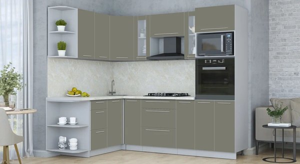 Купить Кухонный гарнитур Интерлиния Мила Пластик 1.68x2.4 LV в Бобруйске