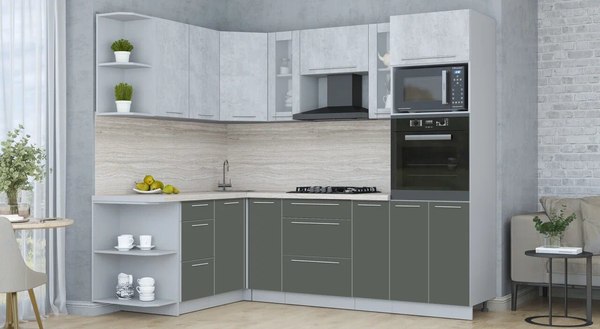 Купить Кухонный гарнитур Интерлиния Мила Пластик 1.68x2.4 LV в Бобруйске