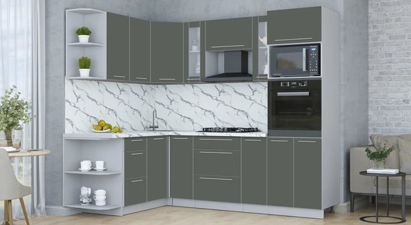 Купить Кухонный гарнитур Интерлиния Мила Пластик 1.68x2.4 LV в Бобруйске