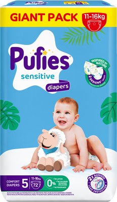Подгузники детские Pufies Sensitive Junior 11-16кг (72шт) - 