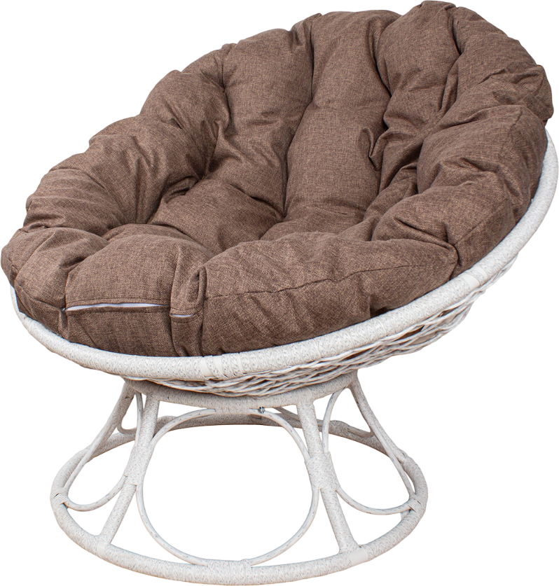Кресло садовое M-Group Папасан Home / 12860105 (белый ротанг/какао подушка)