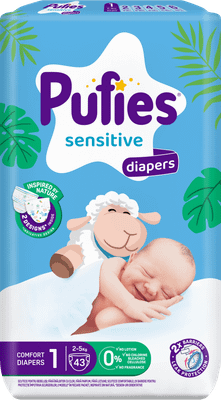 Подгузники детские Pufies Sensitive Newborn 2-5кг (43шт) - 