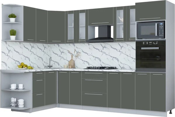 Кухонный гарнитур Интерлиния Мила Пластик 1.68x3.0 LV
